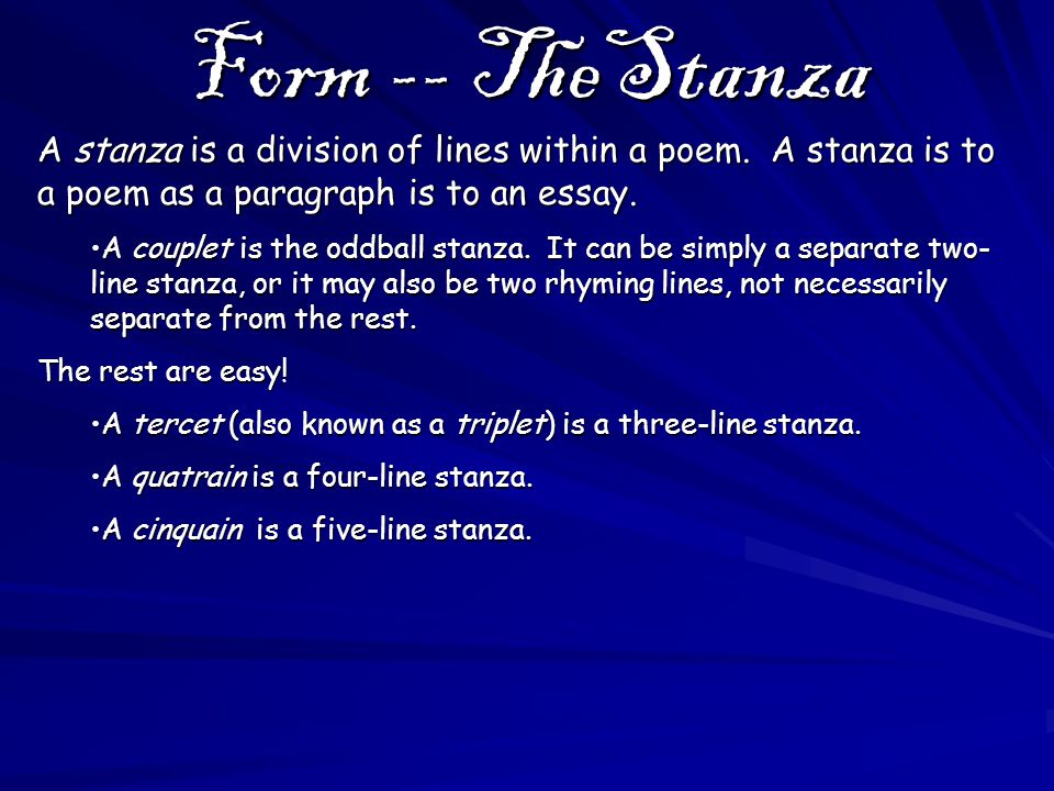how to write a five stanza poem